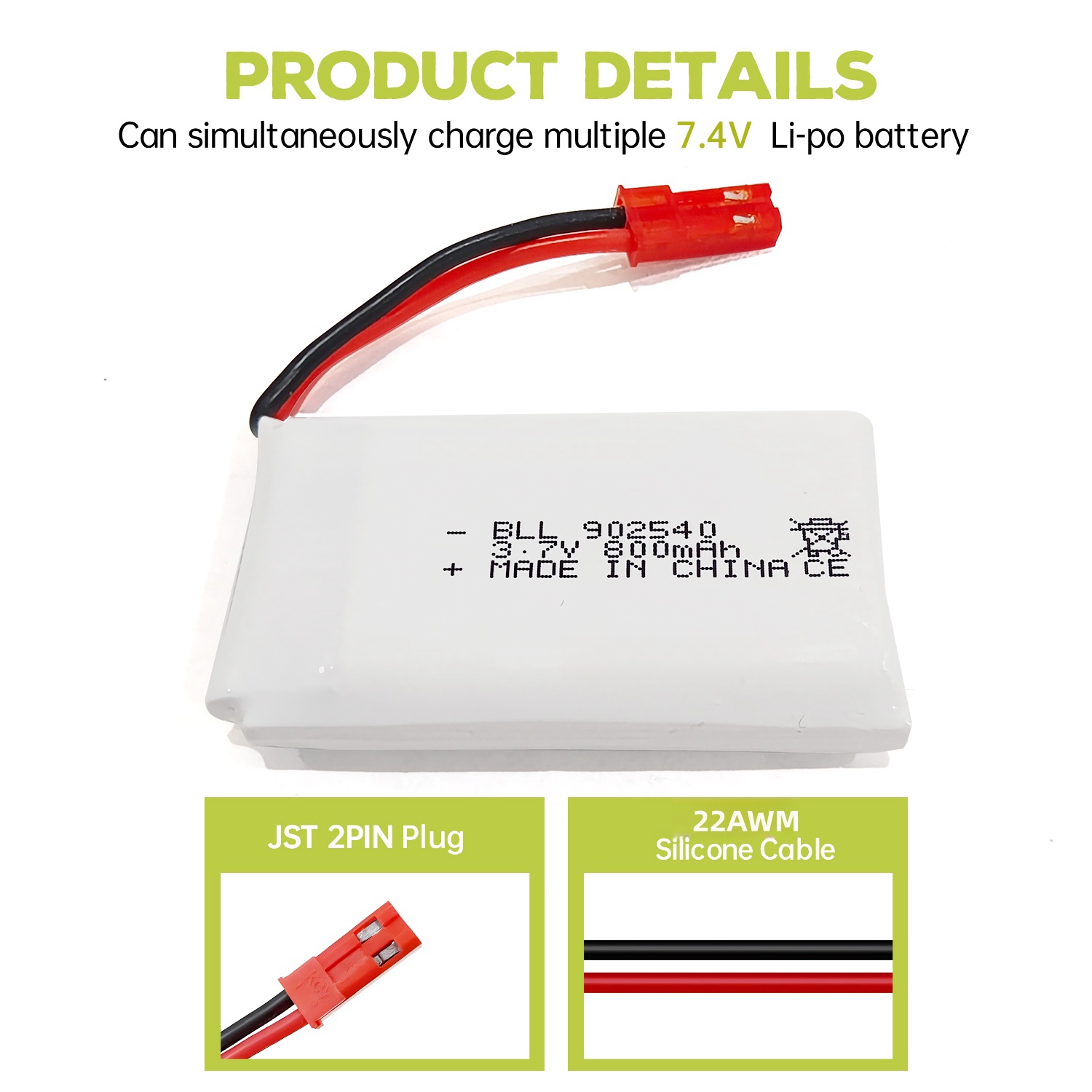 5 Buah Baterai Lipo 3.7V 800MA - Drone Mjx Rc ulasan dan harga