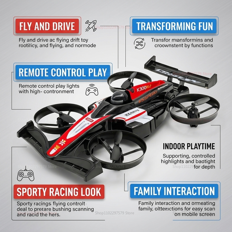 Mobil RC UAV Terbang Drift 2-i - Rc Drone And Flying Car ulasan dan harga